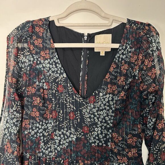 ModCloth Dress Womens Medium Twirl & Arch Maxi Chiffon Multicolored Floral Flaws - Picture 4 of 12